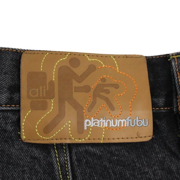 Vintage Platinum Fubu Sz 39X33 Muhammad Ali Black Wash Jeans Y2K Skater Baggy - Picture 8 of 16